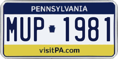 PA license plate MUP1981