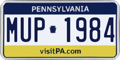 PA license plate MUP1984