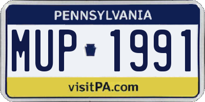 PA license plate MUP1991