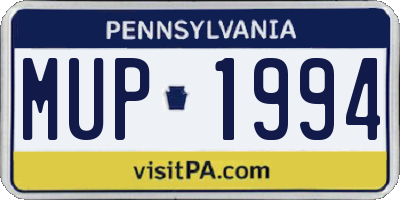 PA license plate MUP1994