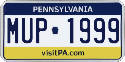 PA license plate MUP1999