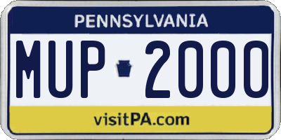PA license plate MUP2000