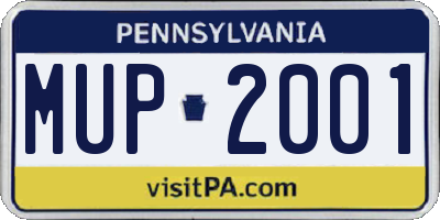 PA license plate MUP2001