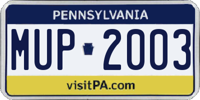 PA license plate MUP2003
