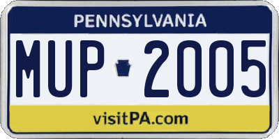 PA license plate MUP2005