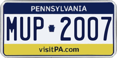PA license plate MUP2007
