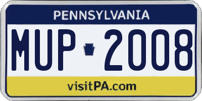 PA license plate MUP2008