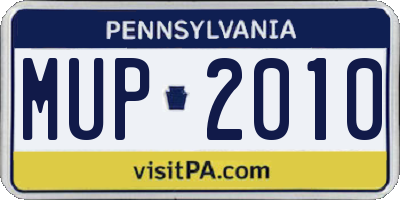 PA license plate MUP2010