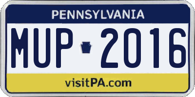 PA license plate MUP2016
