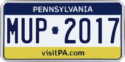 PA license plate MUP2017