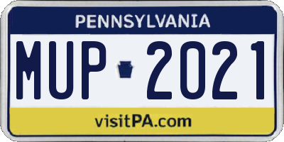 PA license plate MUP2021