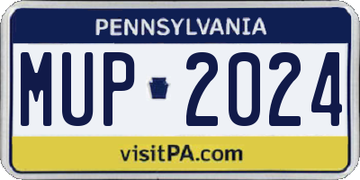 PA license plate MUP2024