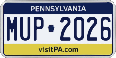 PA license plate MUP2026