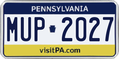 PA license plate MUP2027