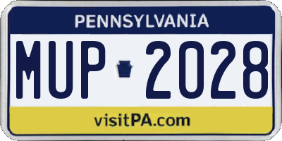 PA license plate MUP2028
