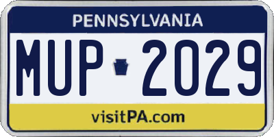 PA license plate MUP2029