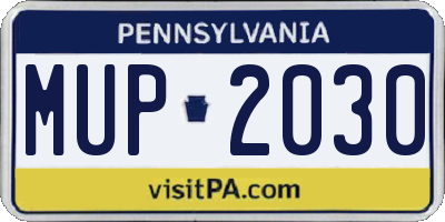 PA license plate MUP2030