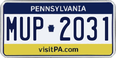 PA license plate MUP2031