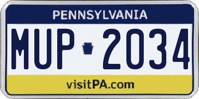 PA license plate MUP2034