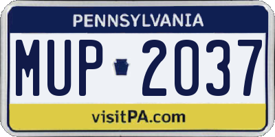 PA license plate MUP2037