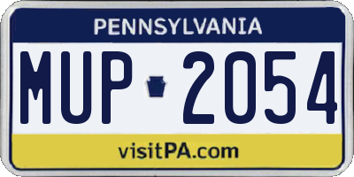 PA license plate MUP2054