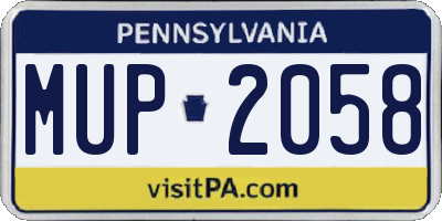 PA license plate MUP2058
