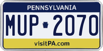 PA license plate MUP2070
