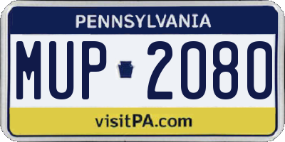 PA license plate MUP2080