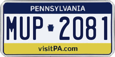 PA license plate MUP2081