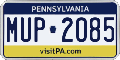 PA license plate MUP2085