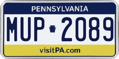 PA license plate MUP2089