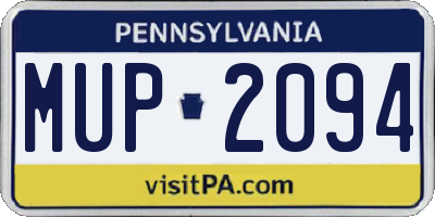 PA license plate MUP2094