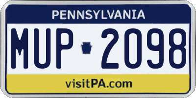PA license plate MUP2098