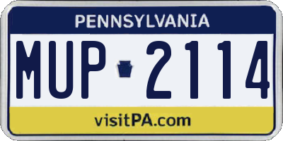 PA license plate MUP2114