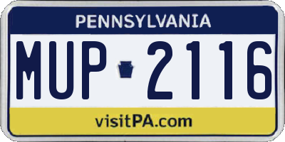 PA license plate MUP2116