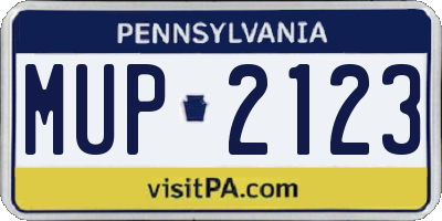 PA license plate MUP2123