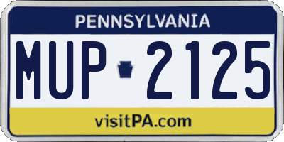 PA license plate MUP2125