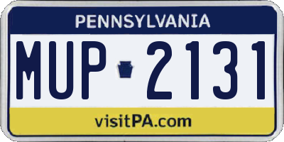 PA license plate MUP2131