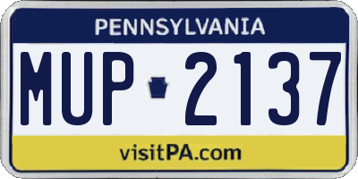 PA license plate MUP2137