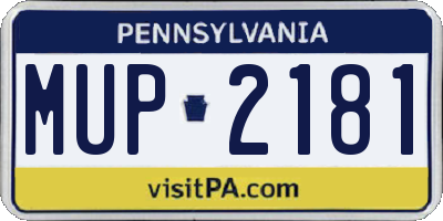 PA license plate MUP2181