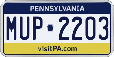 PA license plate MUP2203