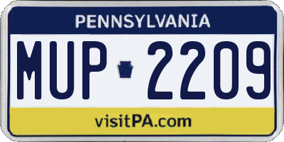 PA license plate MUP2209