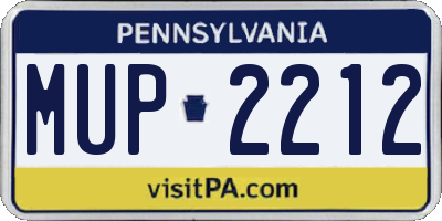 PA license plate MUP2212