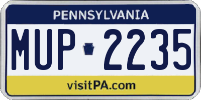 PA license plate MUP2235