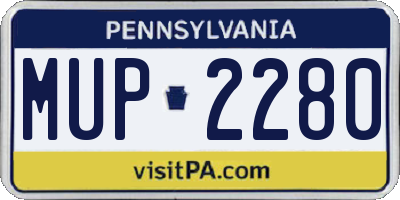 PA license plate MUP2280