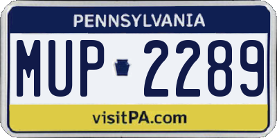 PA license plate MUP2289
