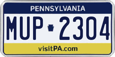 PA license plate MUP2304