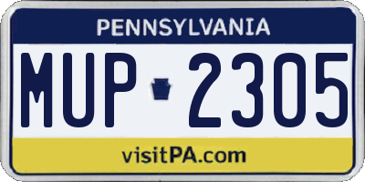 PA license plate MUP2305