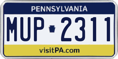PA license plate MUP2311