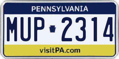 PA license plate MUP2314